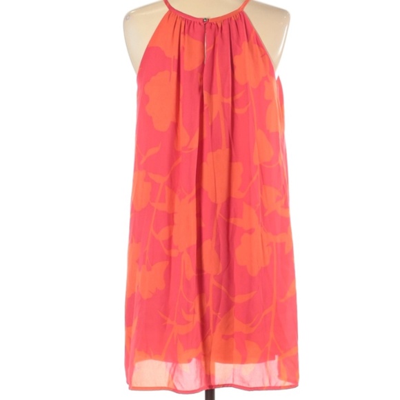 Alya Pink and Orange, Floral, Halter Top, Summer Dress - Picture 2 of 2
